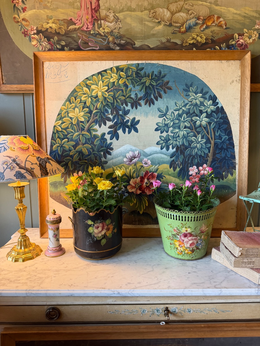 Carton de tapisserie d'Aubusson, Paysage champêtre XIXème-photo-7