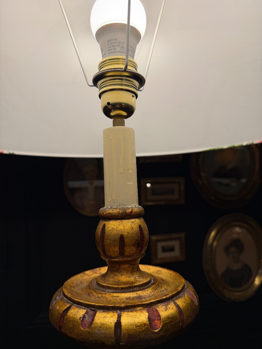 Lampadaire tripode en bois peint, Hauteur 183 cm-photo-3