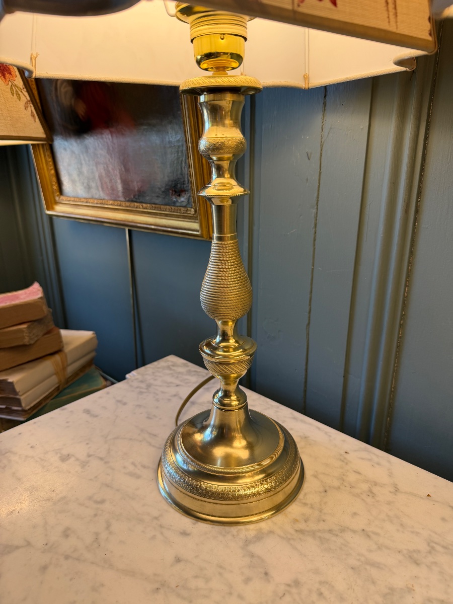Grande paire de lampes en bronze XIXème, Hauteur 59 cm-photo-2