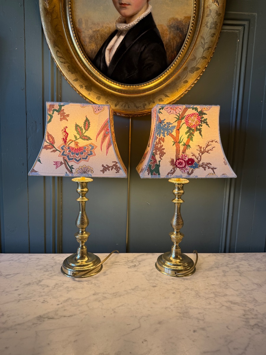 Pair Of 19th-century Bronze Lamps, Height 47 Cm-photo-1