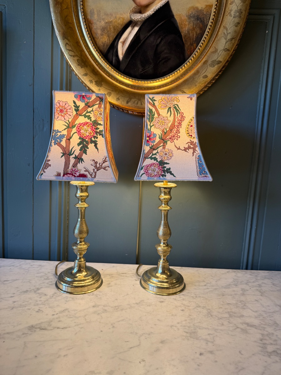 Pair Of 19th-century Bronze Lamps, Height 47 Cm-photo-2