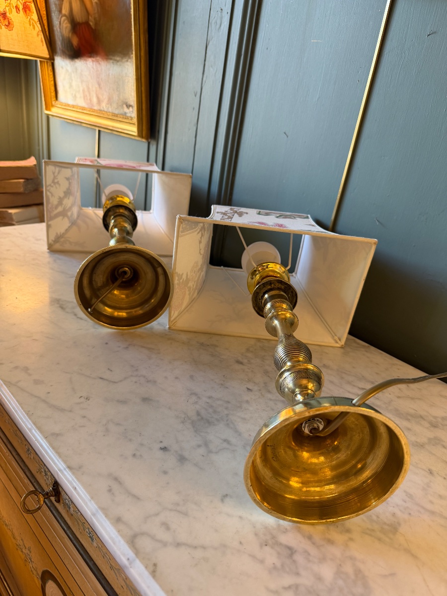 Pair Of 19th-century Bronze Lamps, Height 47 Cm-photo-6