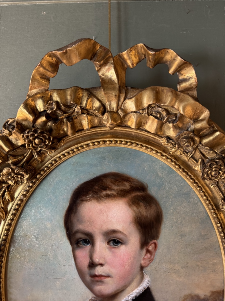 Portrait Of A Young Boy By François-gabriel Lépaulle, Dated 1849-photo-3