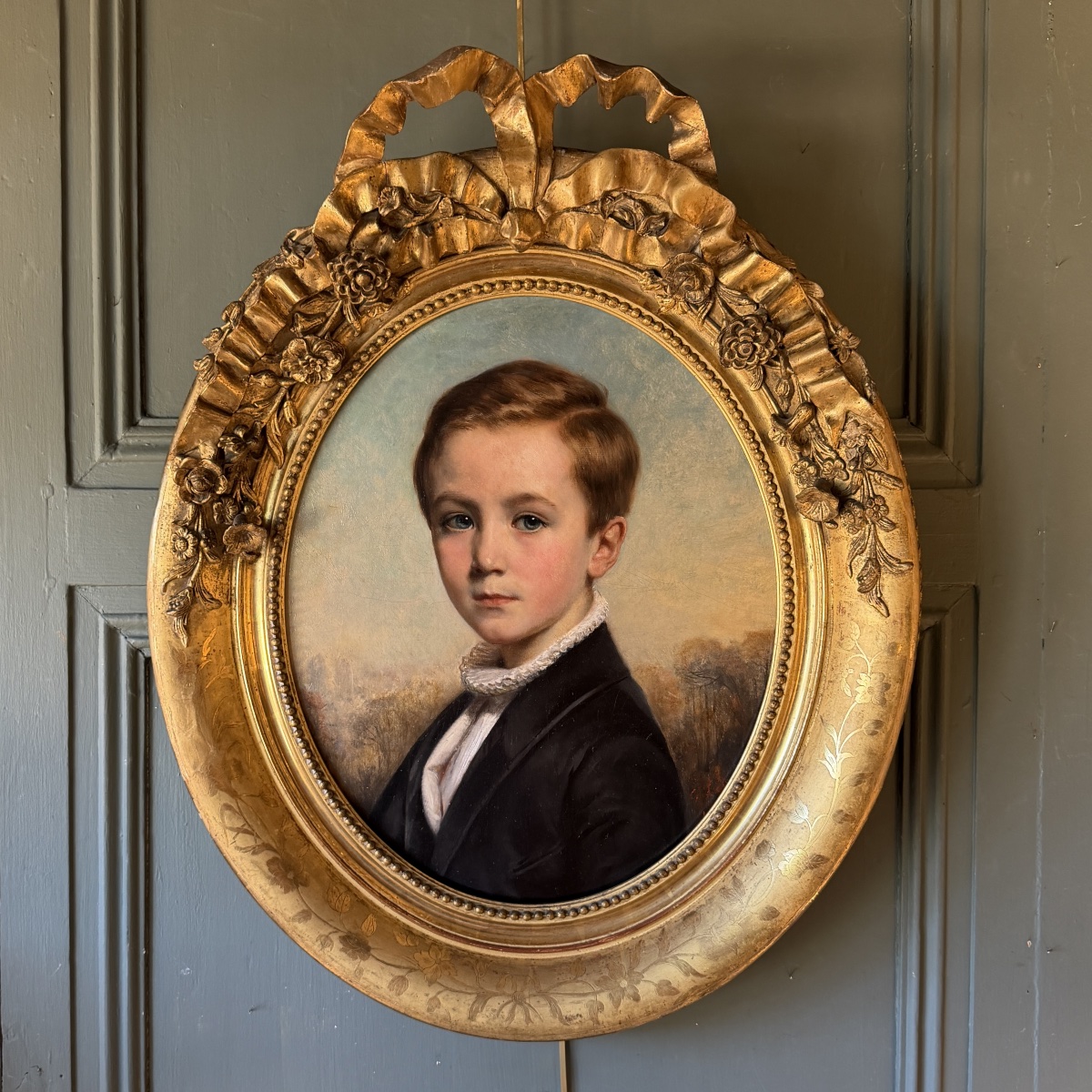 Portrait Of A Young Boy By François-gabriel Lépaulle, Dated 1849