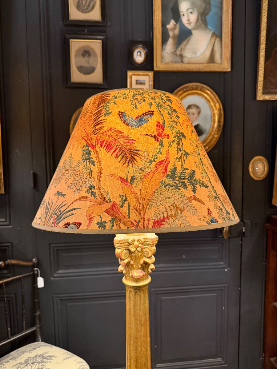 Gilded Wooden Floor Lamp, Height 147 Cm-photo-6