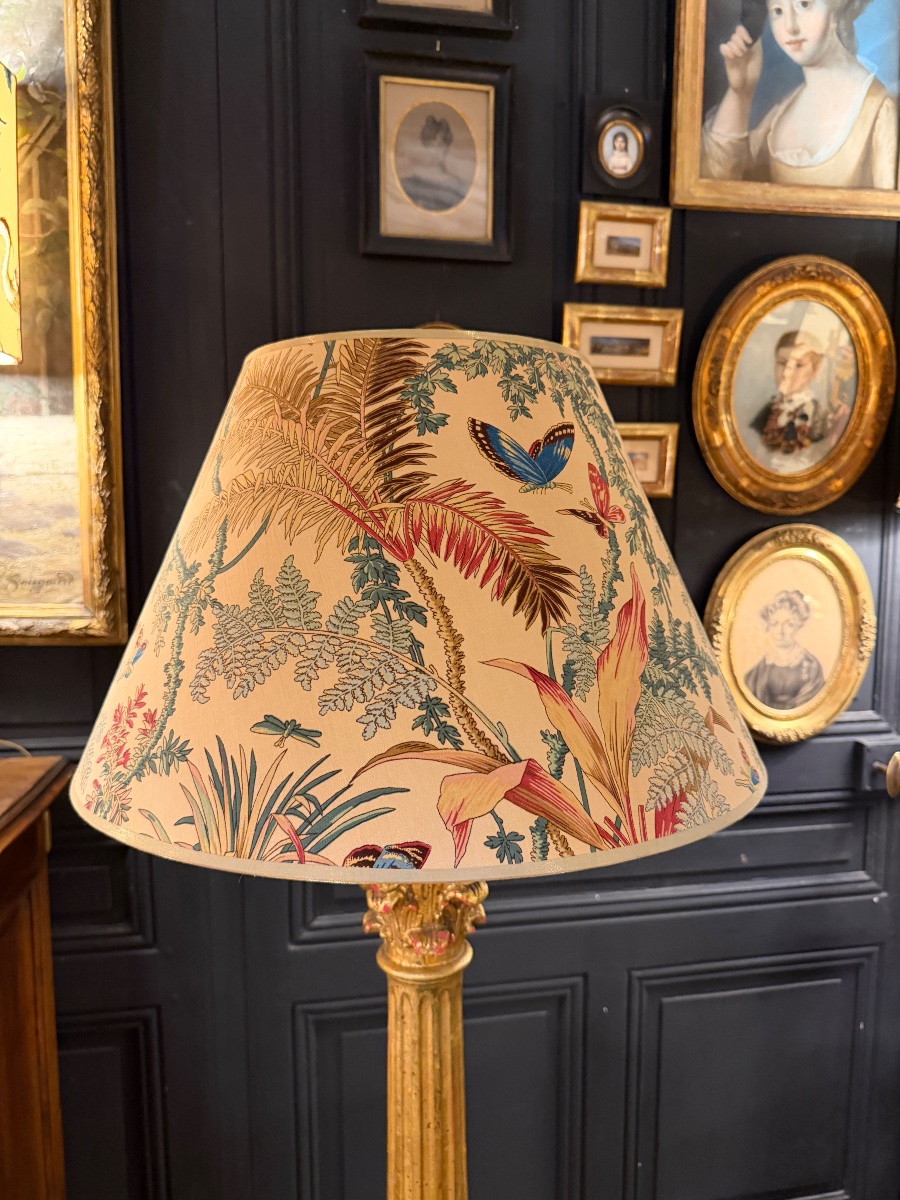 Gilded Wooden Floor Lamp, Height 147 Cm-photo-7