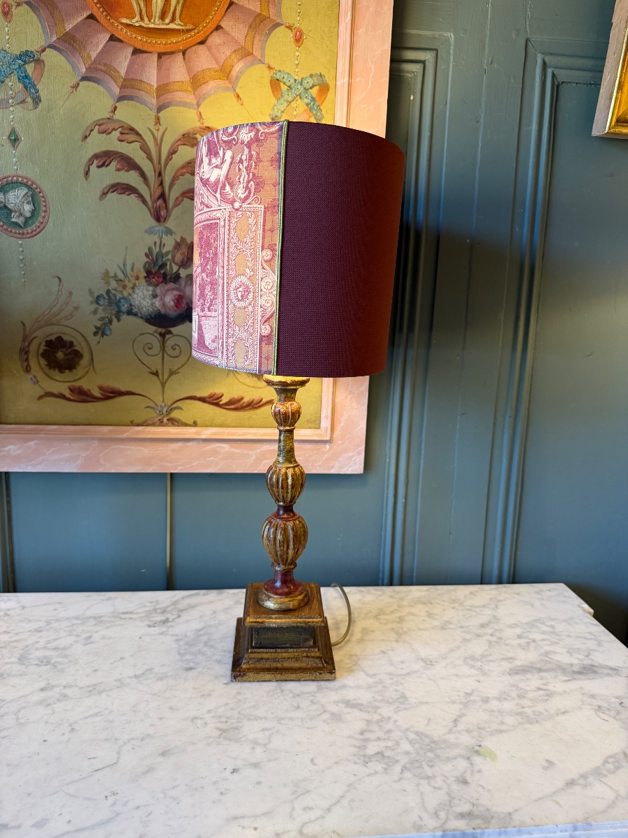 Lampe en bois peint, hauteur 57 cm-photo-2