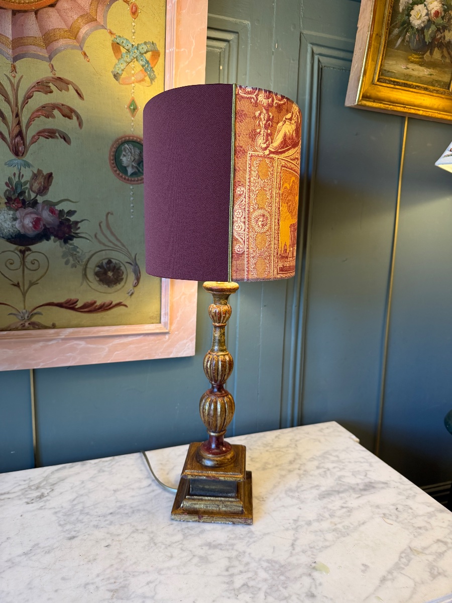 Lampe en bois peint, hauteur 57 cm-photo-4