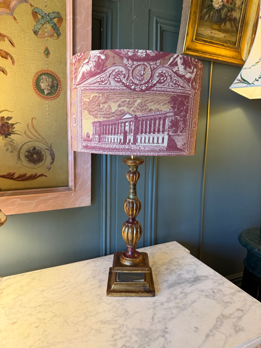 Lampe en bois peint, hauteur 57 cm-photo-1