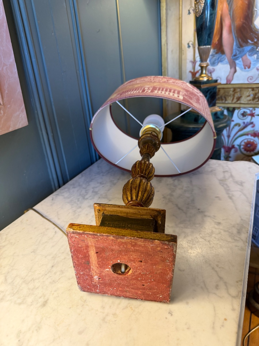 Lampe en bois peint, hauteur 57 cm-photo-7