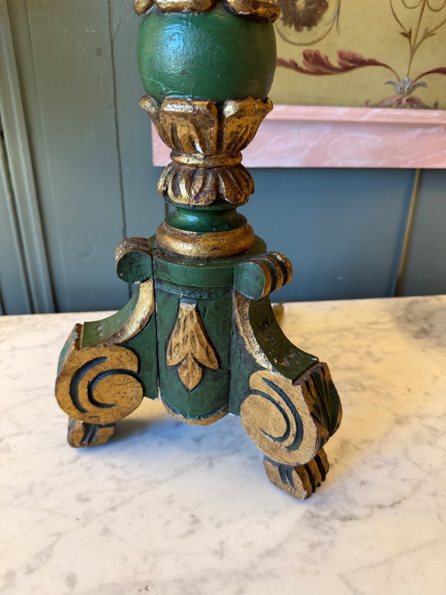 Large Painted Wooden Tripod Lamp, 92 Cm Tall-photo-2