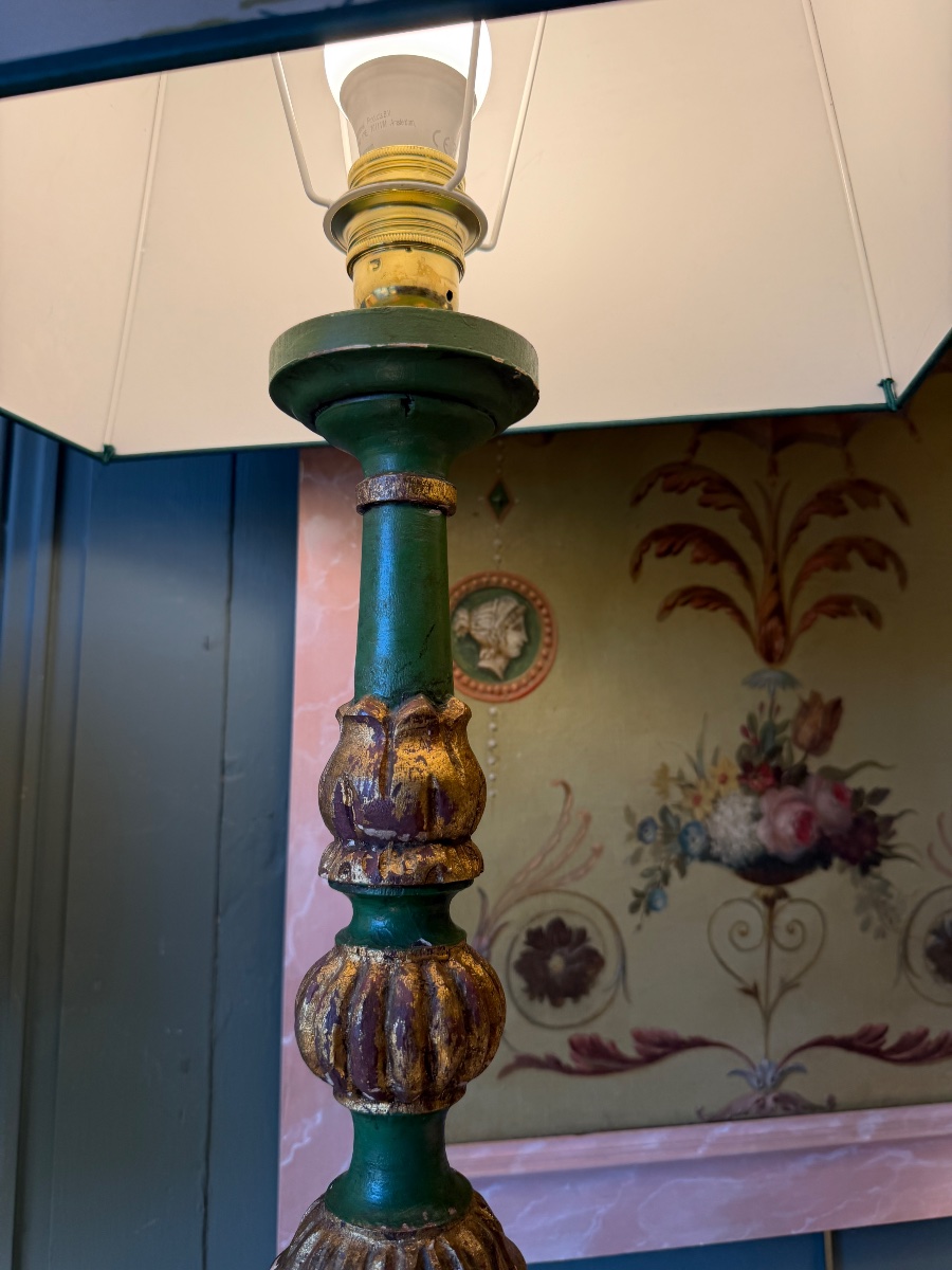 Large Painted Wooden Tripod Lamp, 92 Cm Tall-photo-4