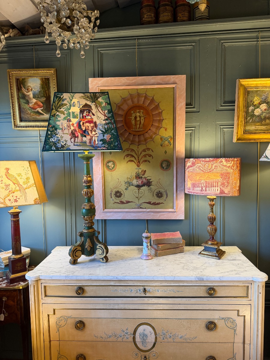 Large Painted Wooden Tripod Lamp, 92 Cm Tall-photo-8