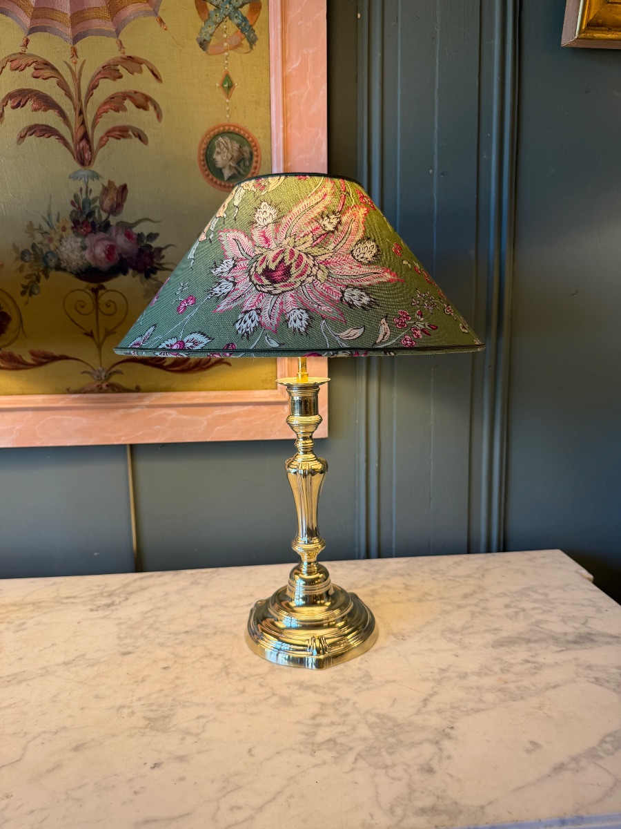 Paire de lampes en bronze poli, Hauteur 46,5 cm-photo-3