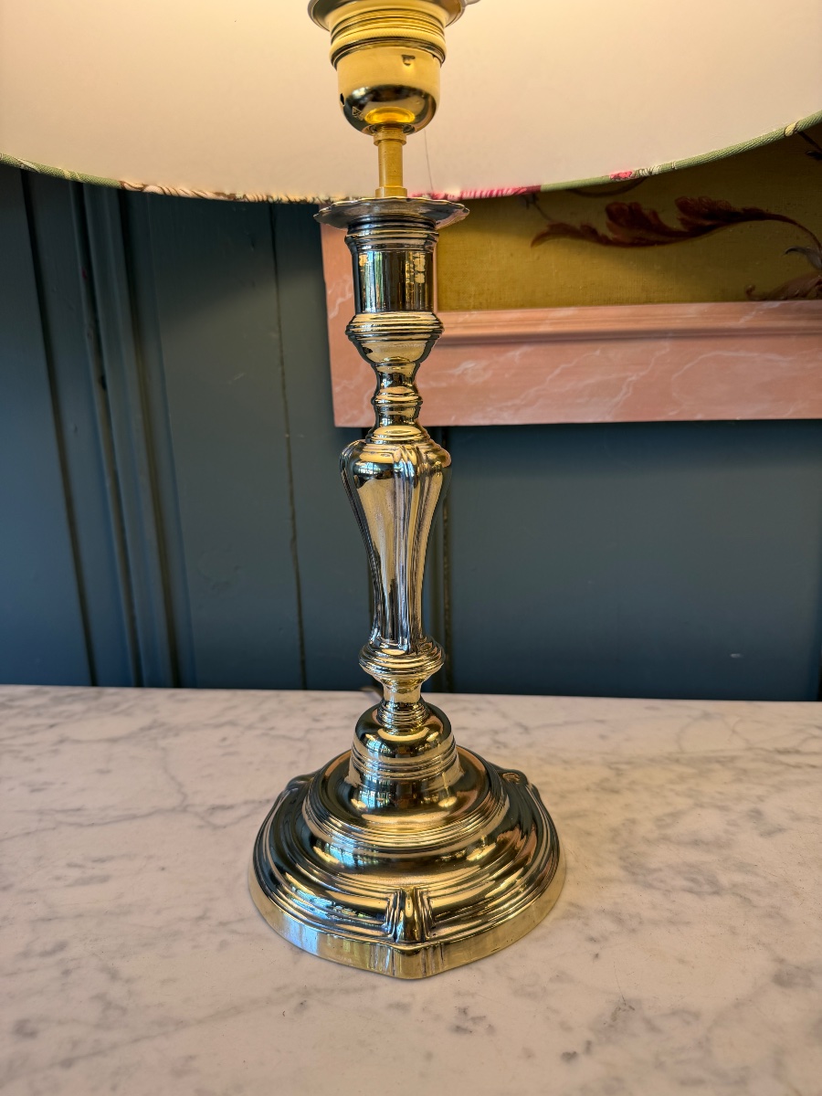 Paire de lampes en bronze poli, Hauteur 46,5 cm-photo-4