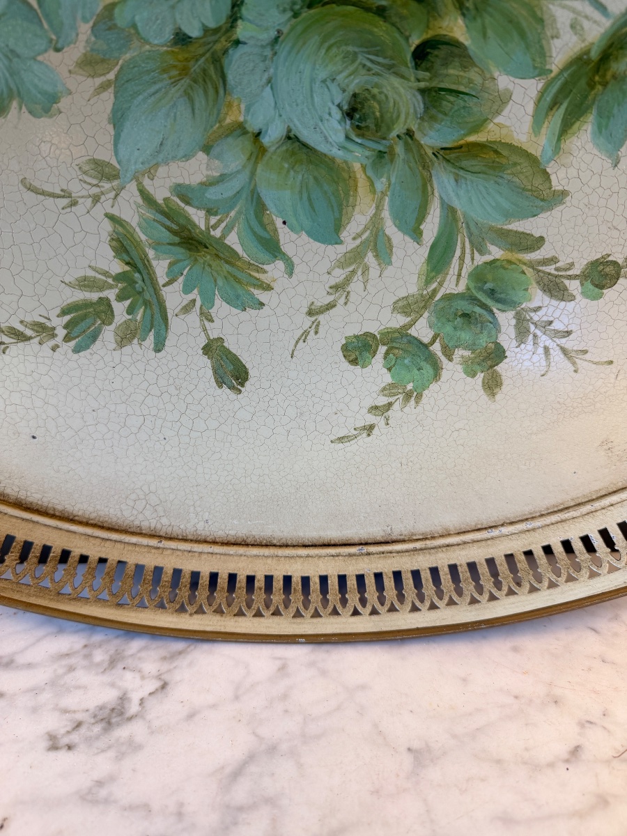 Large Oval Tray Made Of Painted Sheet Metal, 60.5 Cm X 48.5 Cm-photo-3