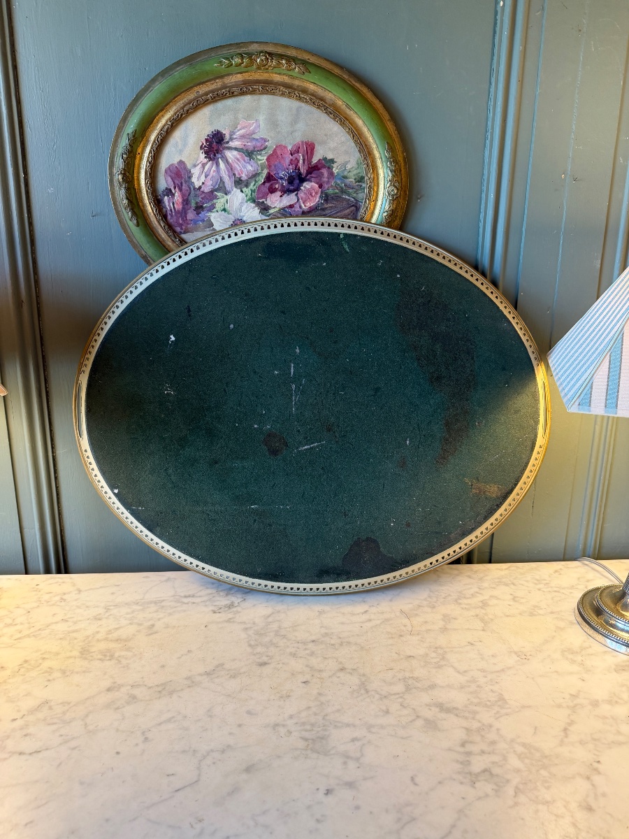 Large Oval Tray Made Of Painted Sheet Metal, 60.5 Cm X 48.5 Cm-photo-5
