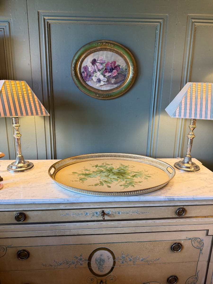 Large Oval Tray Made Of Painted Sheet Metal, 60.5 Cm X 48.5 Cm-photo-6