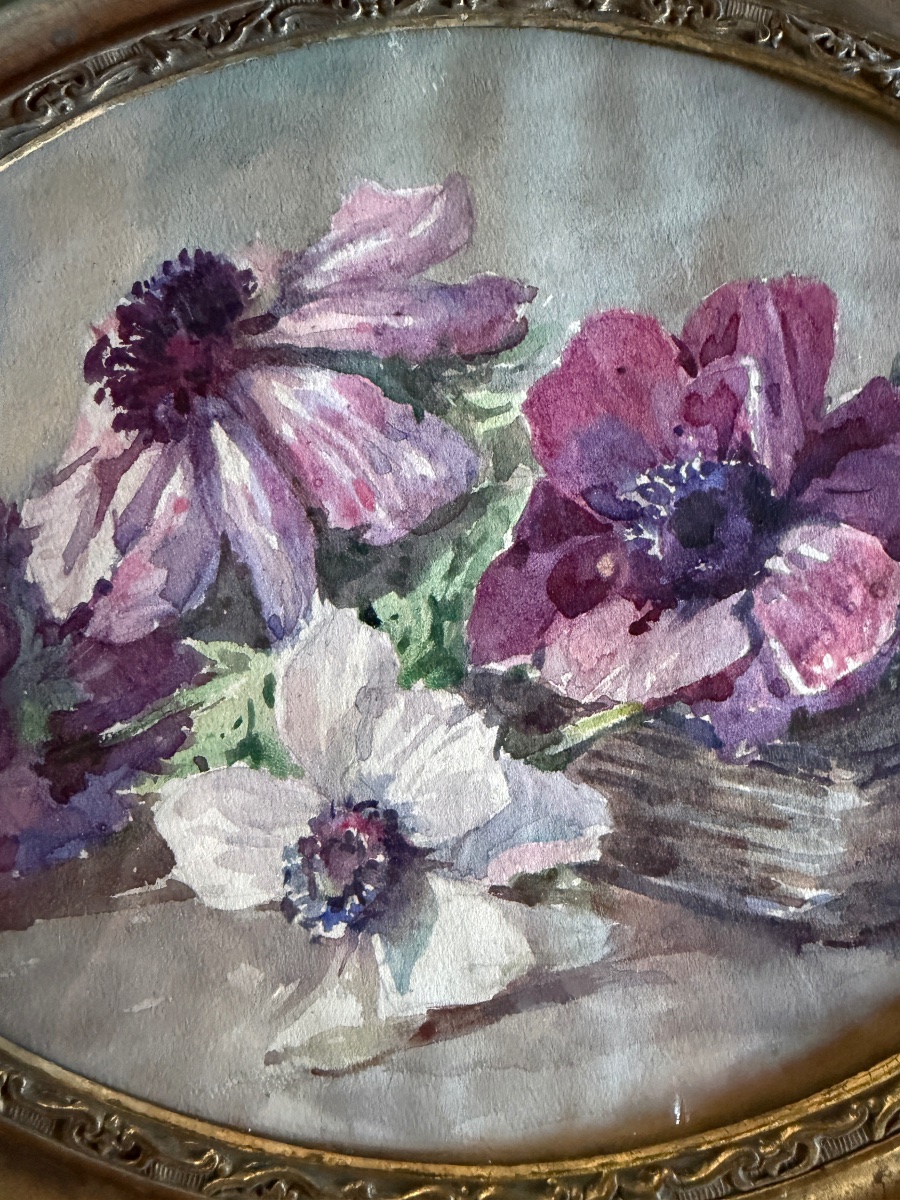 Jeté de fleurs ovale, aquarelle-photo-2