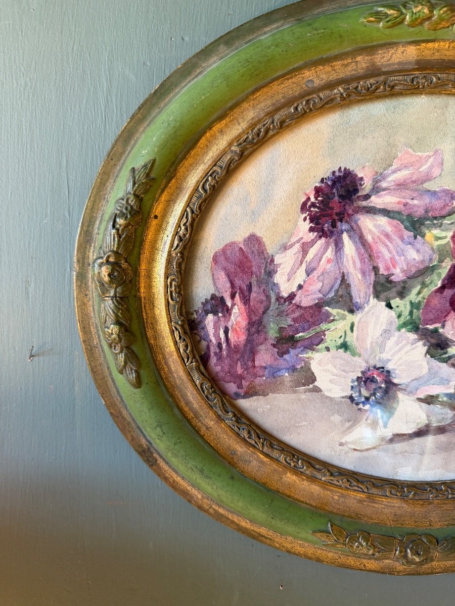 Jeté de fleurs ovale, aquarelle-photo-3