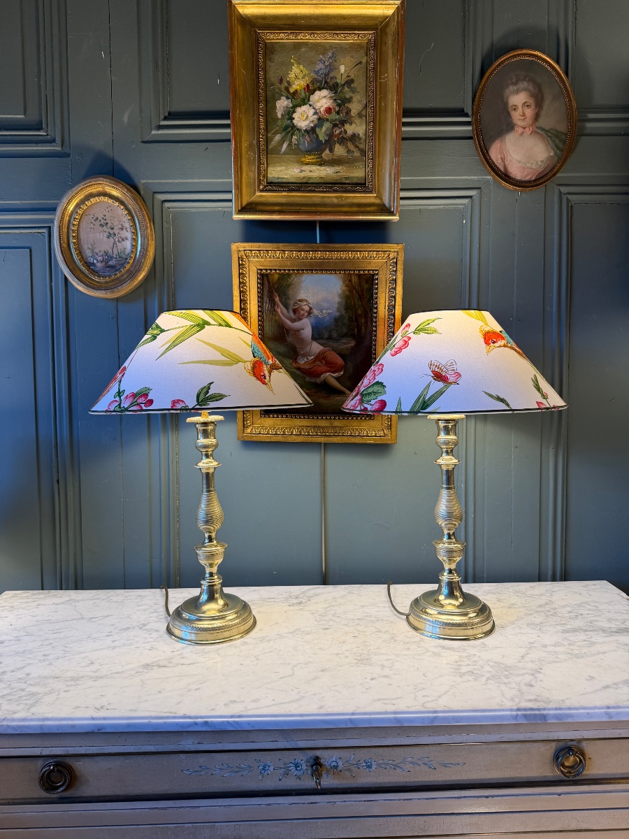 Large Pair Of 19th-century Bronze Lamps, Height 52 Cm-photo-4