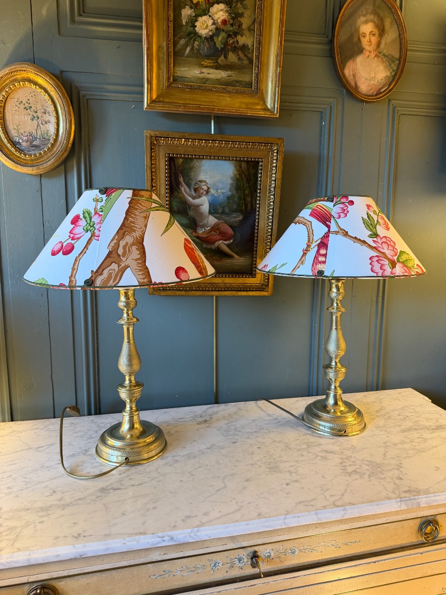 Large Pair Of 19th-century Bronze Lamps, Height 52 Cm-photo-4