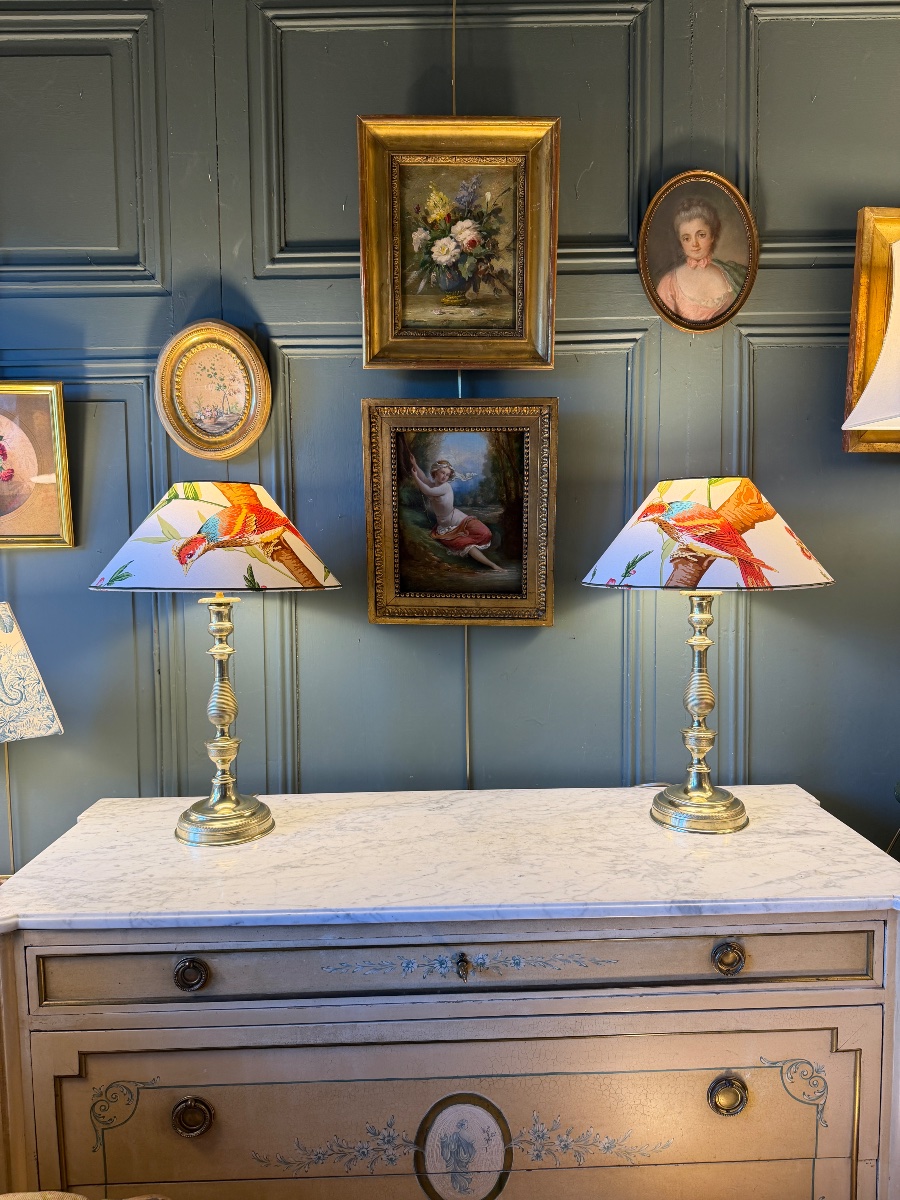 Large Pair Of 19th-century Bronze Lamps, Height 52 Cm-photo-8