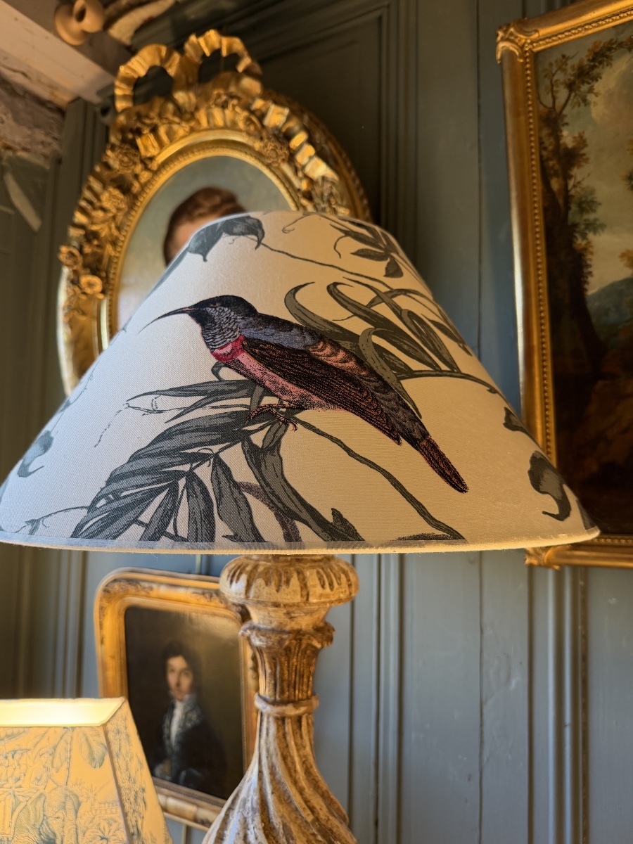 Grande lampe en bois peint, Hauteur 83 cm-photo-6