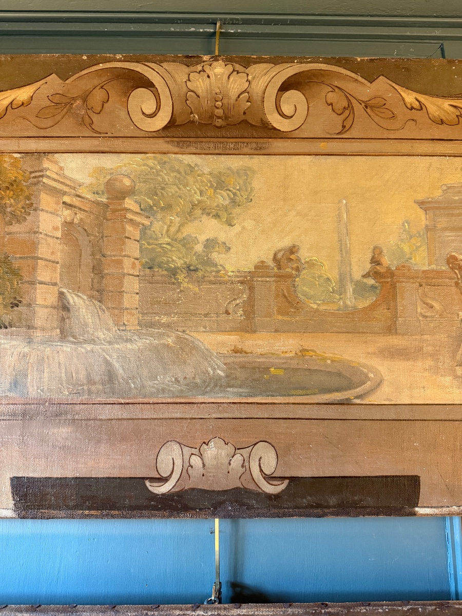 Grande paire de toiles peintes décoratives en trompe-l'oeil-photo-3