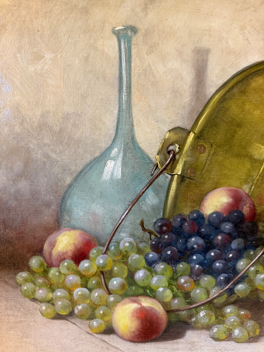 Still Life With Grapes And Peaches, 19th Century-photo-2