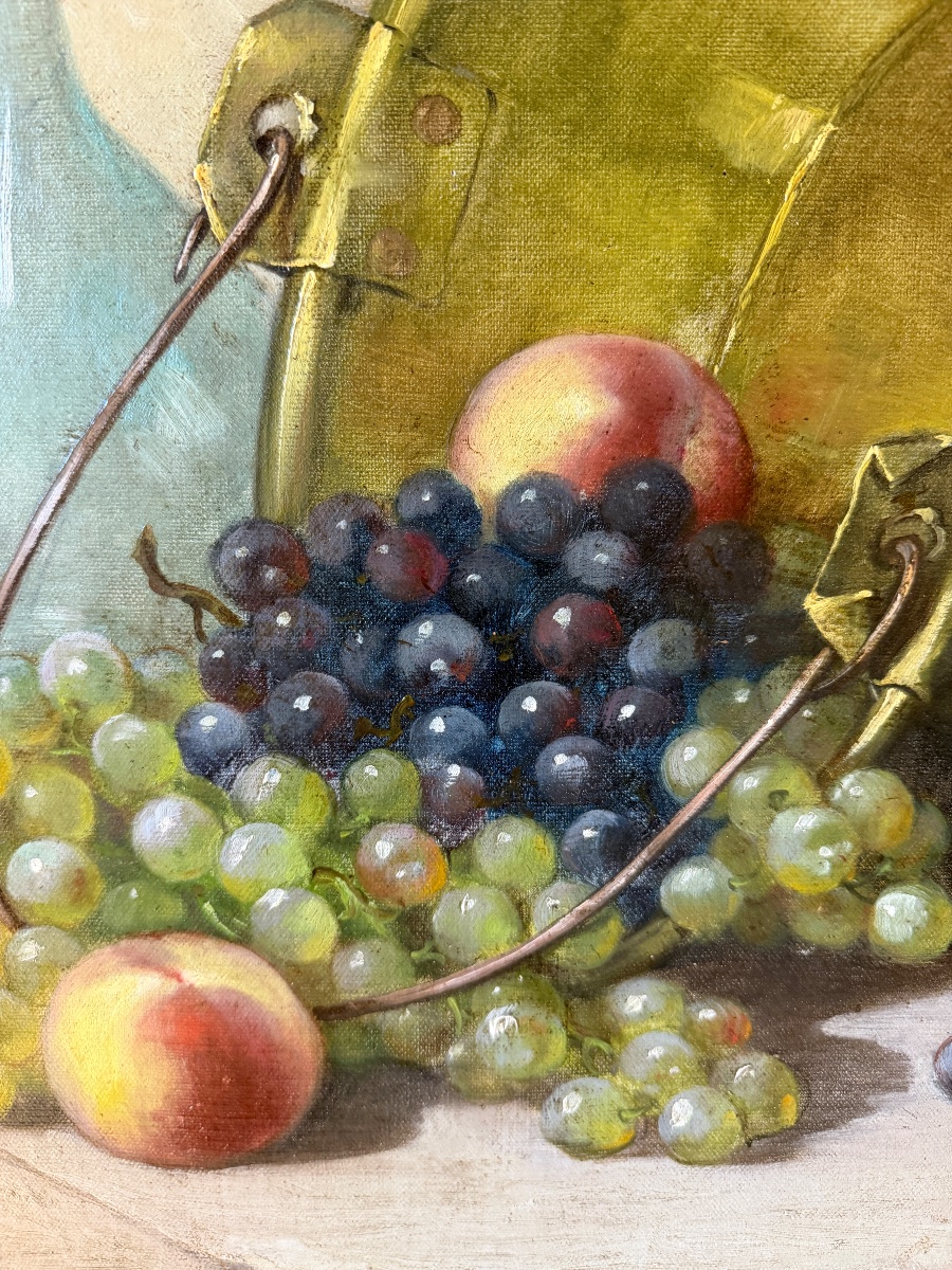 Still Life With Grapes And Peaches, 19th Century-photo-3