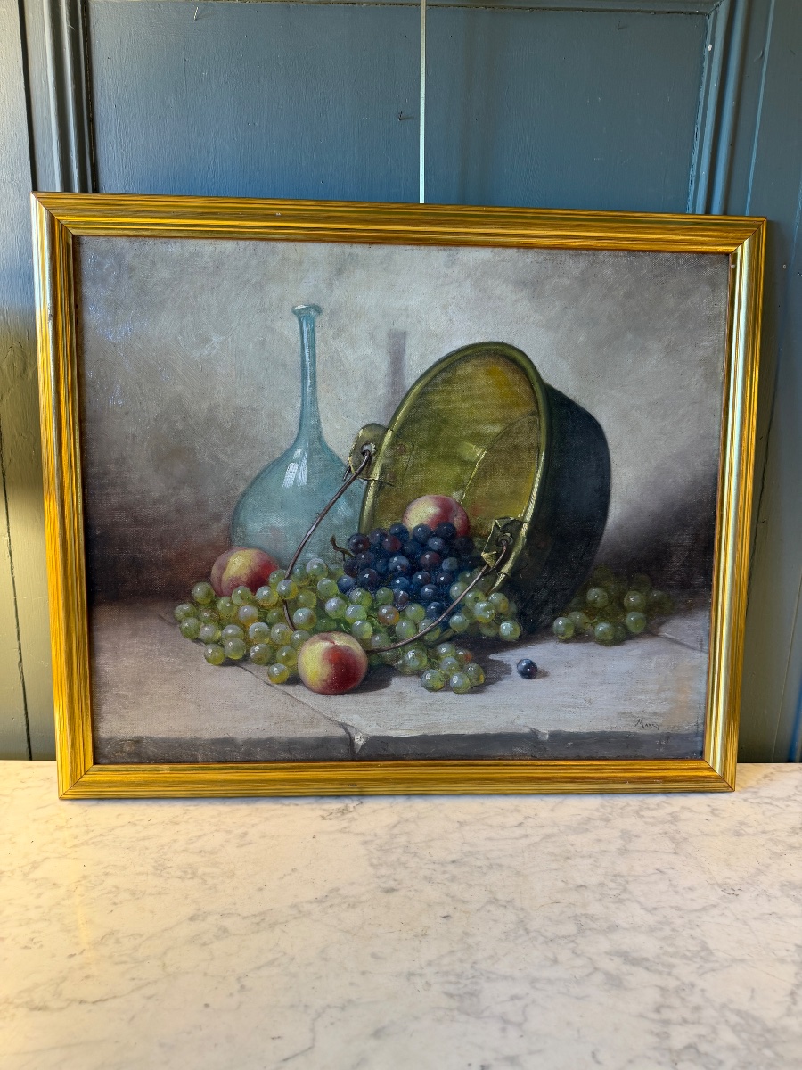 Still Life With Grapes And Peaches, 19th Century-photo-5