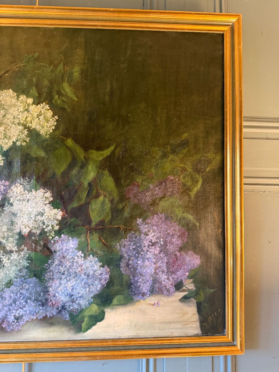 Large Painting Of Flowers, Lilacs-photo-3