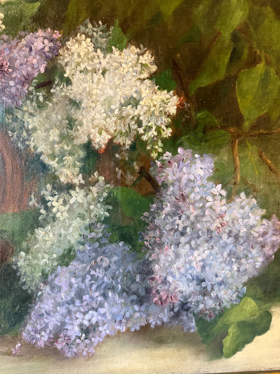 Large Painting Of Flowers, Lilacs-photo-2