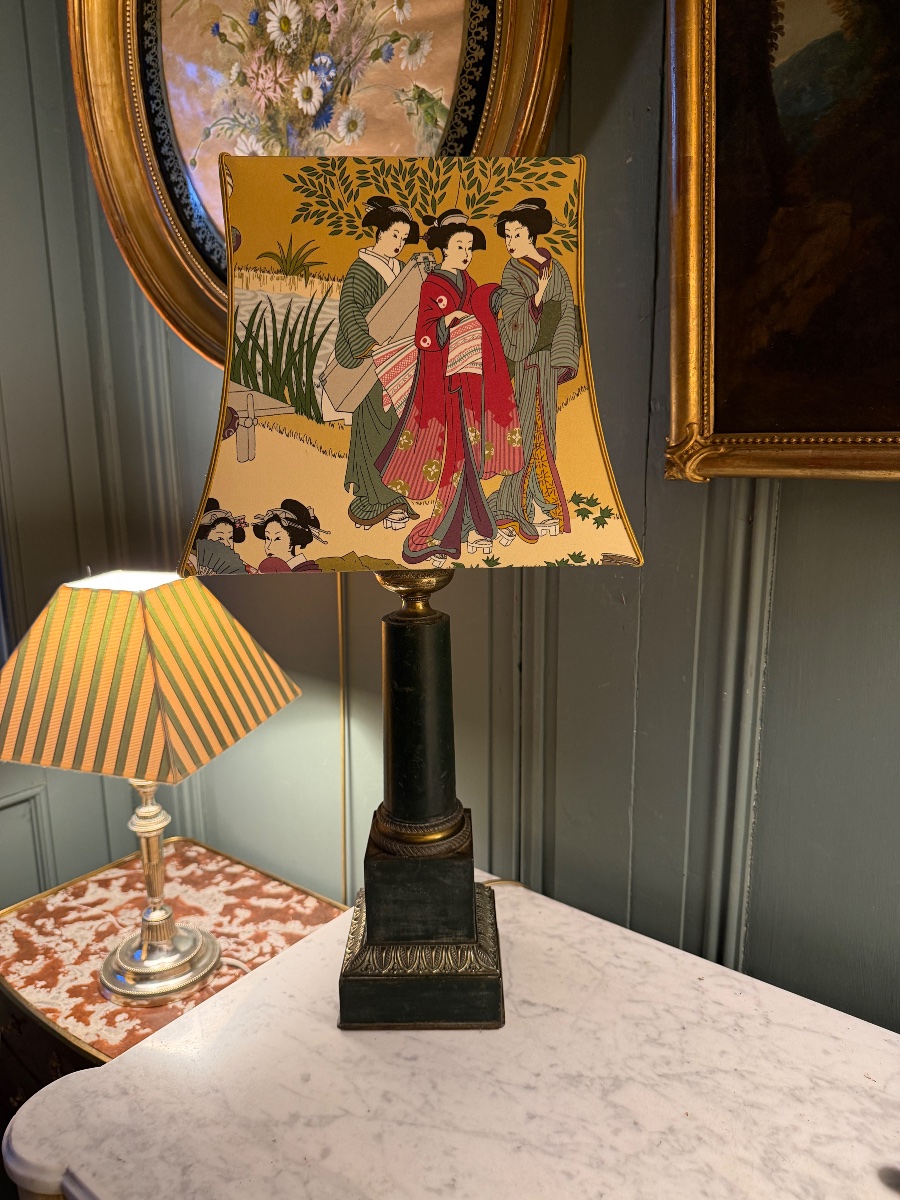 19th-century Painted Sheet Metal Prison Lamp, Height 61 Cm-photo-1
