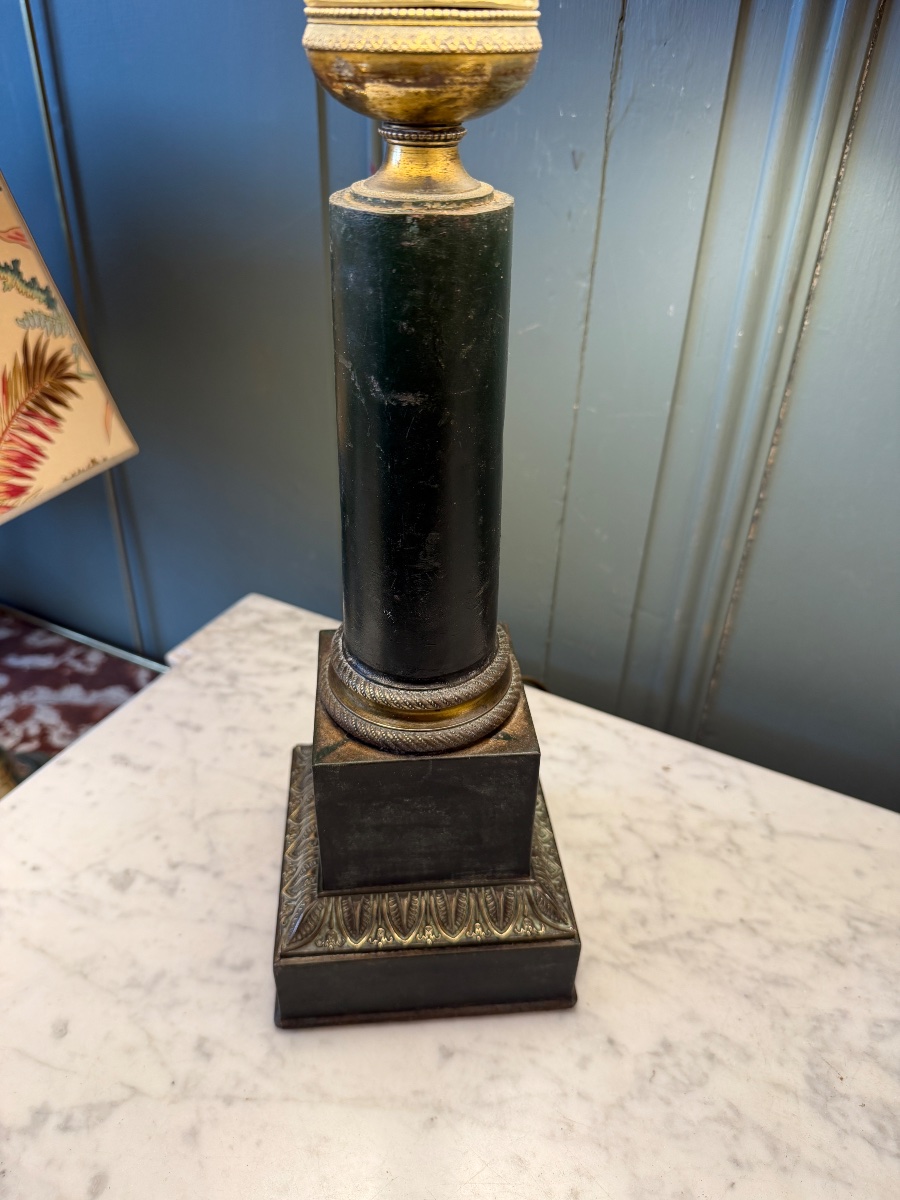 19th-century Painted Sheet Metal Prison Lamp, Height 61 Cm-photo-2