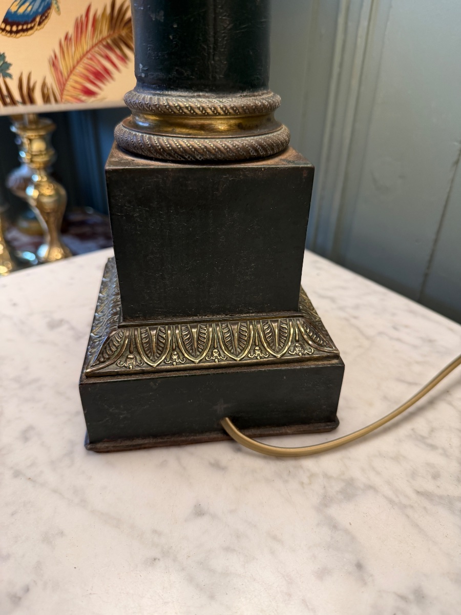 19th-century Painted Sheet Metal Prison Lamp, Height 61 Cm-photo-4