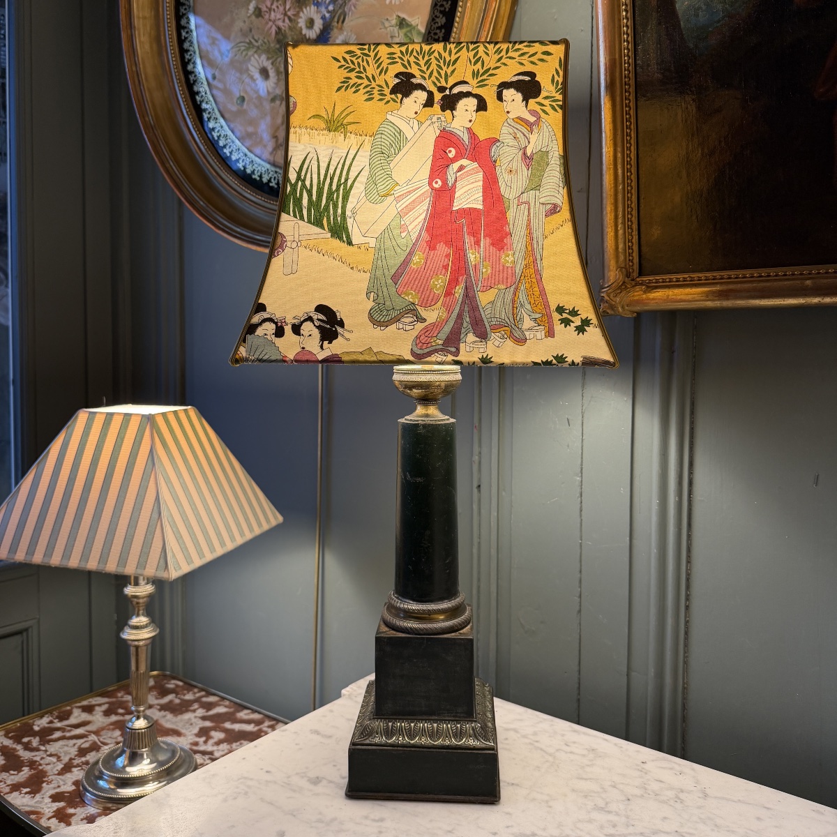 19th-century Painted Sheet Metal Prison Lamp, Height 61 Cm