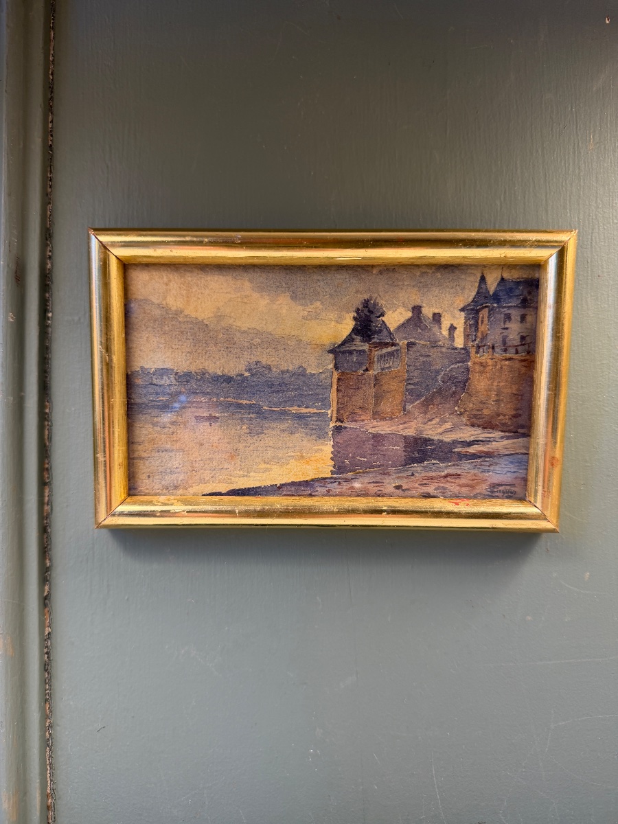 Series Of Eight Watercolors By Victor Cuguen: Brittany And Normandy.-photo-4