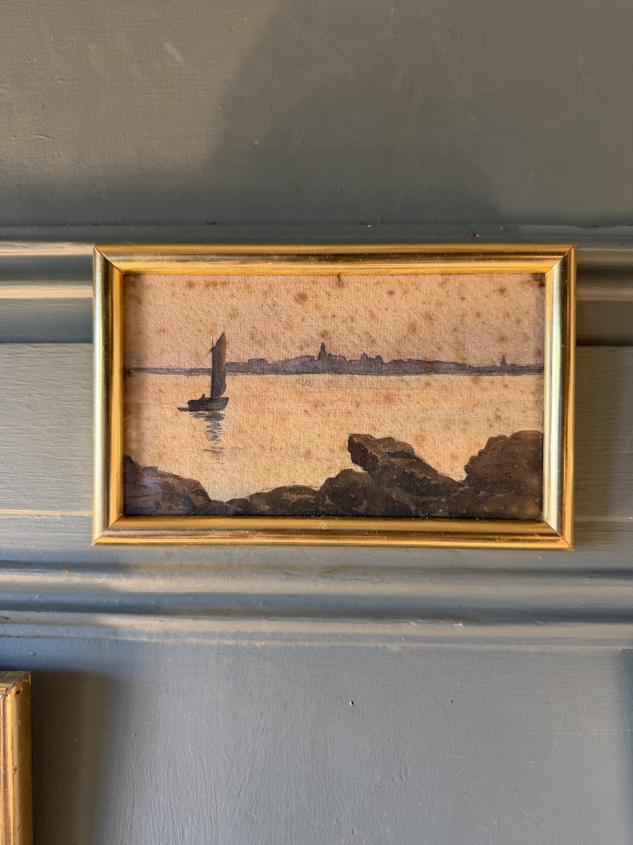 Series Of Eight Watercolors By Victor Cuguen: Brittany And Normandy.-photo-2