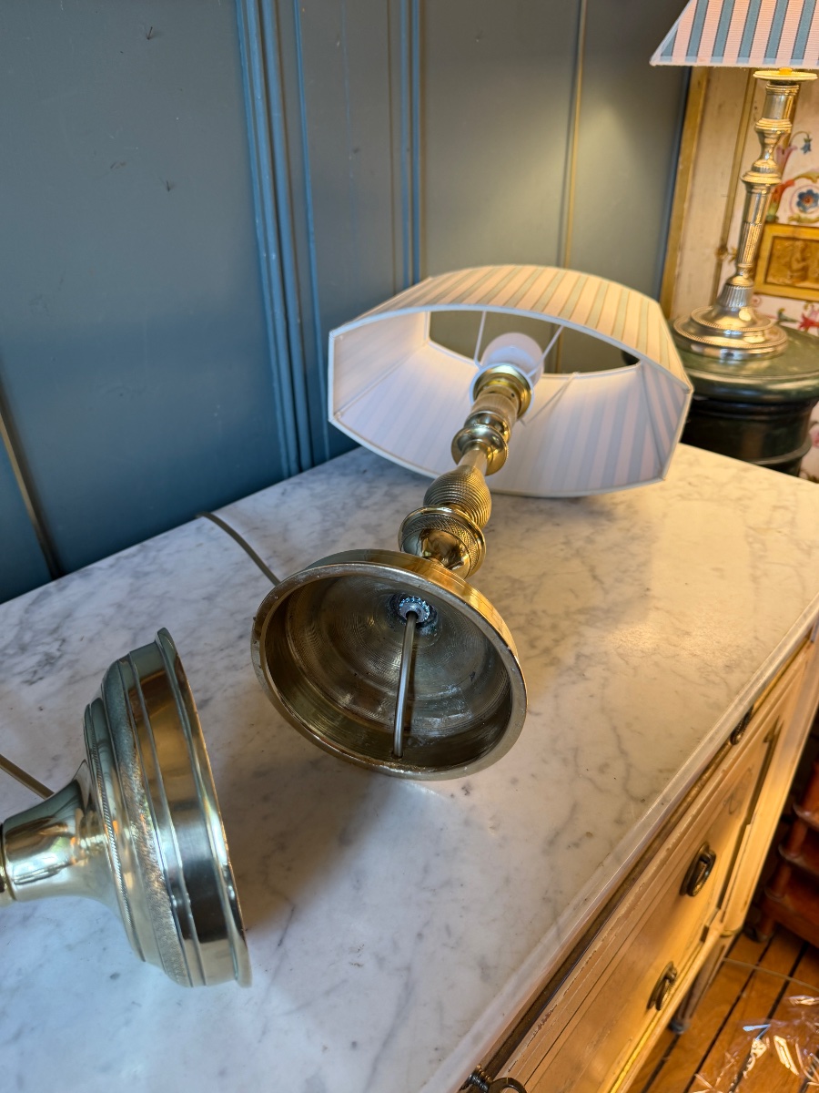 Grande paire de lampes en bronze XIXème, Hauteur 58 cm-photo-7