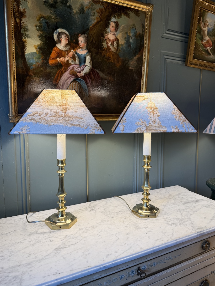 Pair Of Bronze Lamps, Height 52 Cm-photo-4