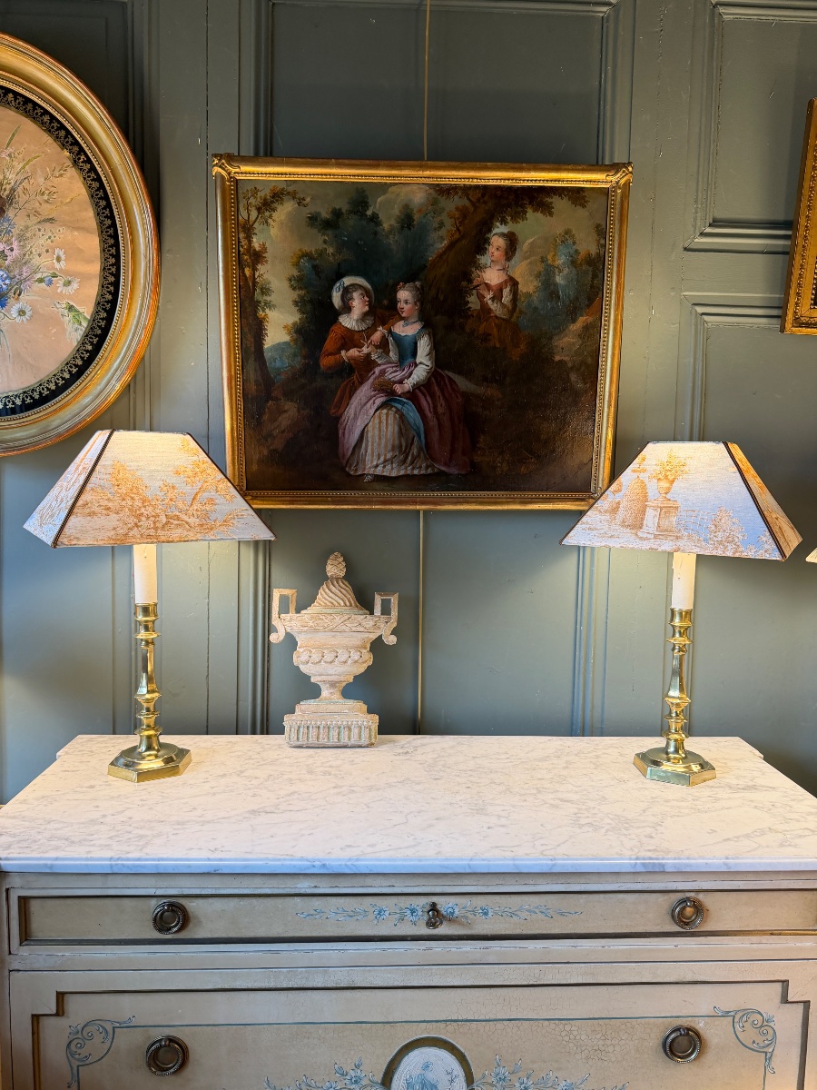 Pair Of Bronze Lamps, Height 52 Cm-photo-8