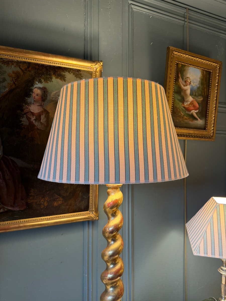 Grande lampe en bois doré torsadé, Hauteur 84 cm-photo-5