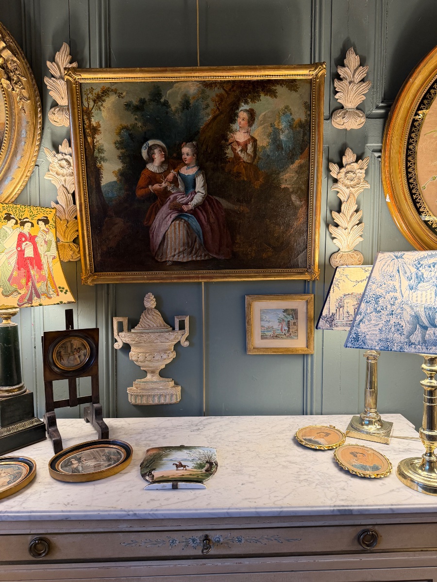 Petite scène champêtre, gouache  XIXème-photo-5
