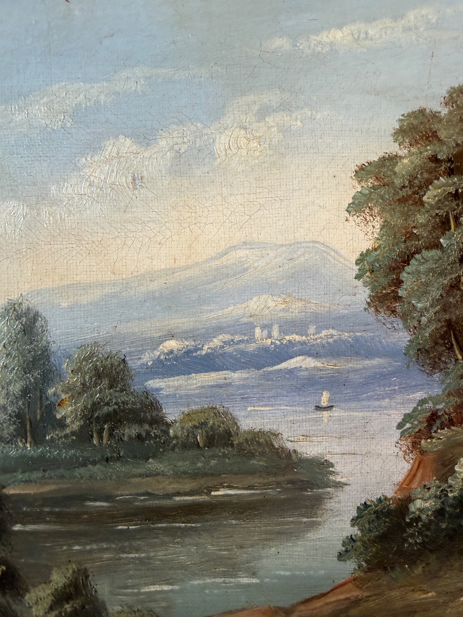 Pair Of 19th-century Landscapes With Figures-photo-4