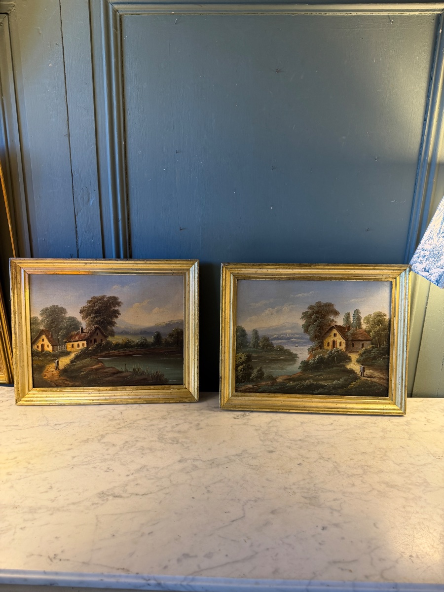 Pair Of 19th-century Landscapes With Figures-photo-6