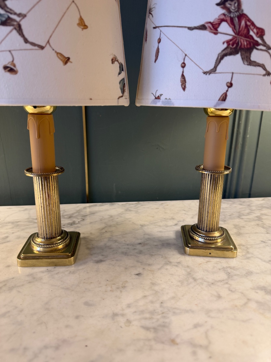 Pair Of Cordless Table Lamps, Height 32 Cm-photo-2