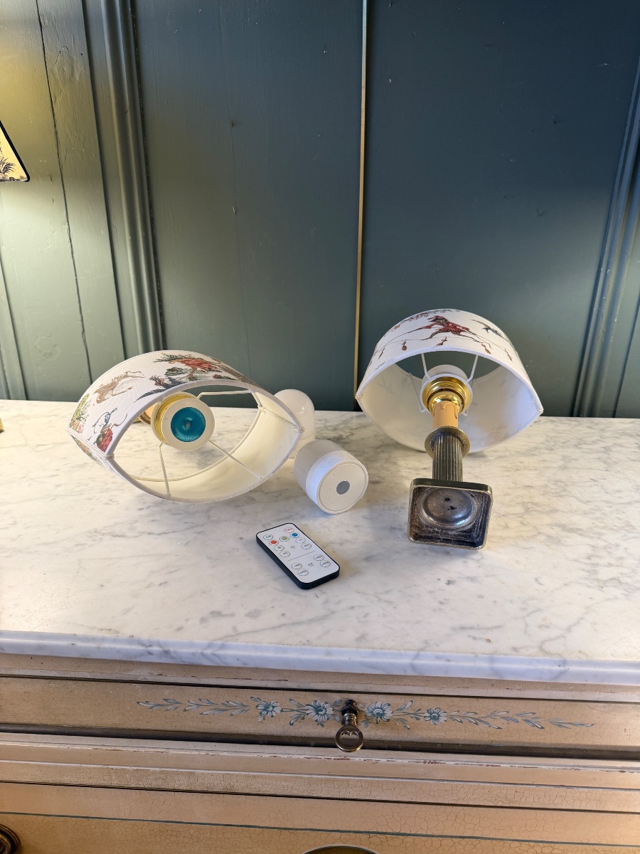 Pair Of Cordless Table Lamps, Height 32 Cm-photo-5