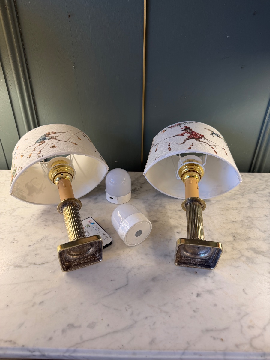 Pair Of Cordless Table Lamps, Height 32 Cm-photo-6
